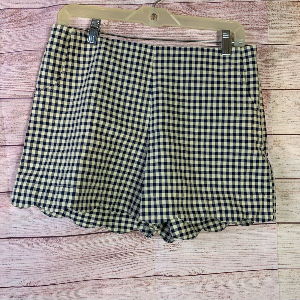 Best & Night Blue‎ Cream Gingham Scallop Shorts XL
